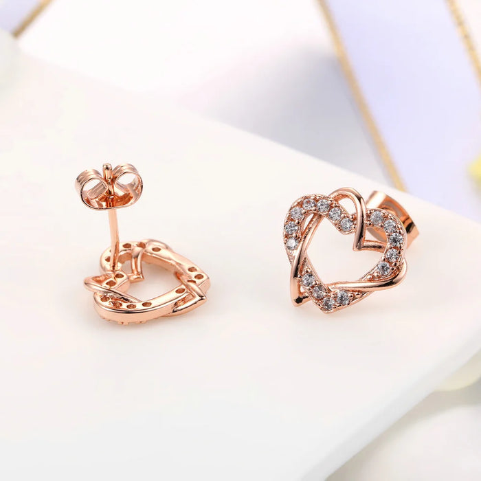 Love Heart Intertwined Stud Earrings