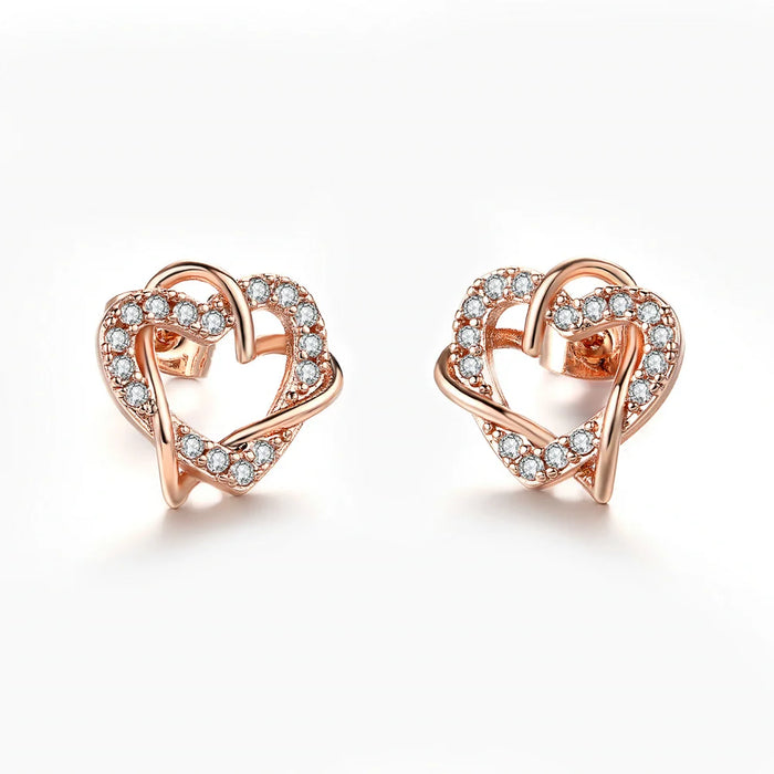 Love Heart Intertwined Stud Earrings