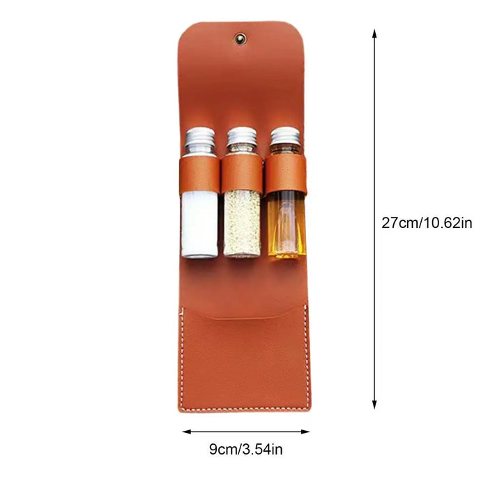 Leather Spice Jar Storage Bag