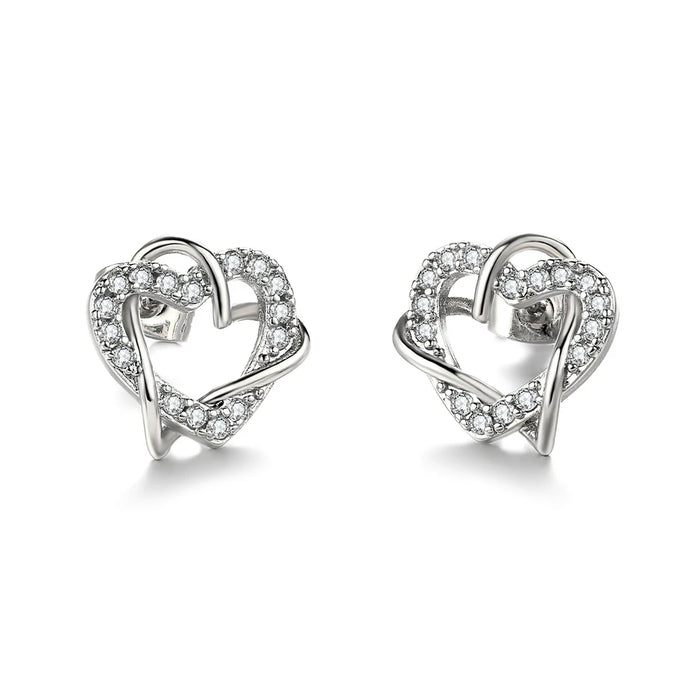 Love Heart Intertwined Stud Earrings