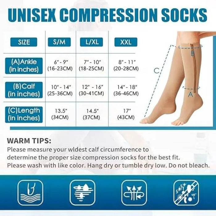 Zipped Open Toe Compression Socks