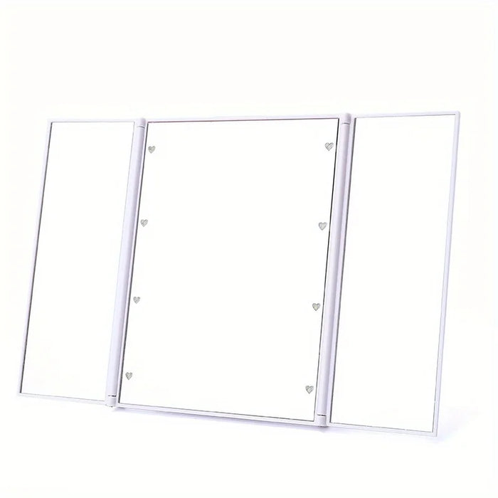 Foldable Triple-Panel LED Make Up Mirror